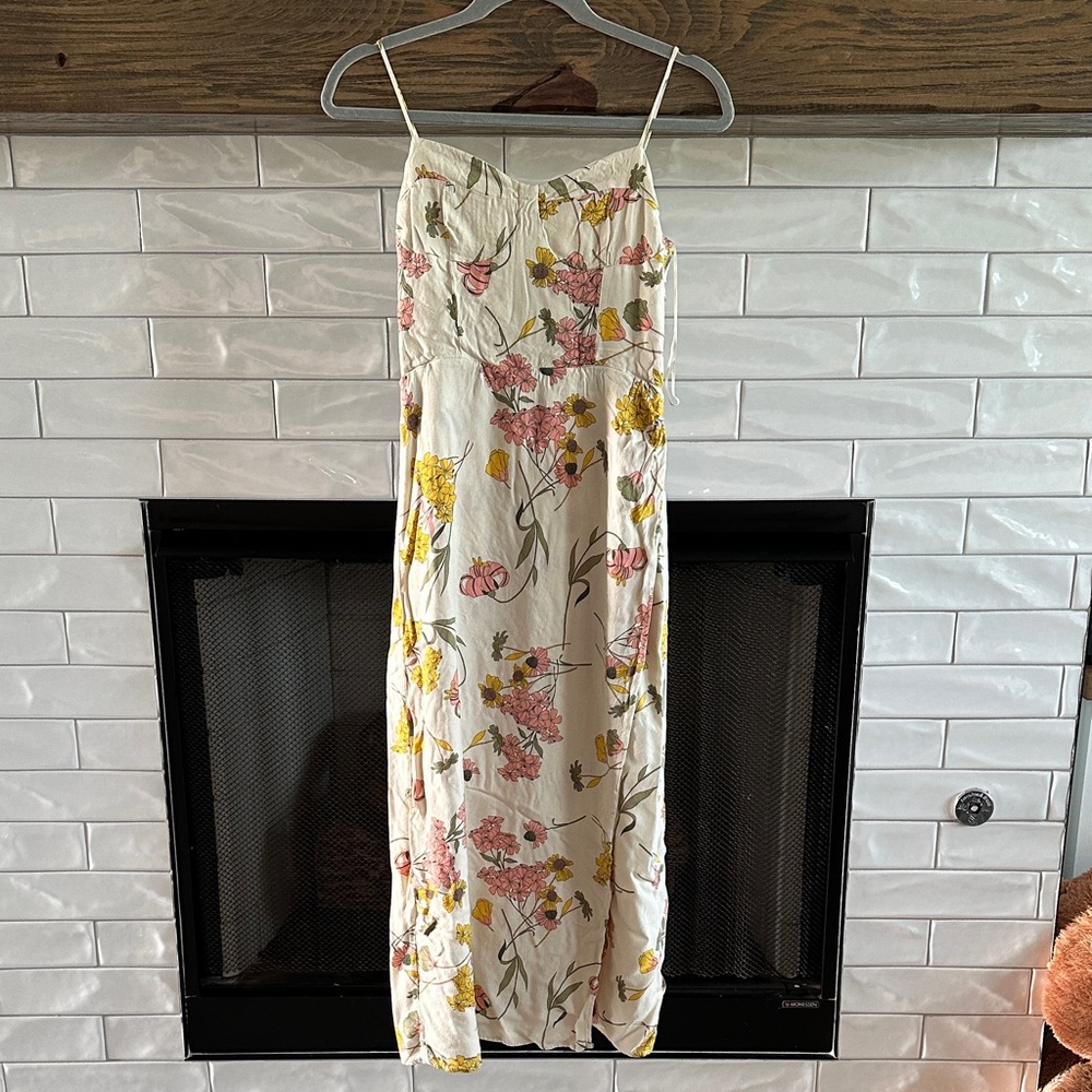 Audrey 3+1 Floral Maxi Dress - Cream, Pink, Yellow Dress Size Large